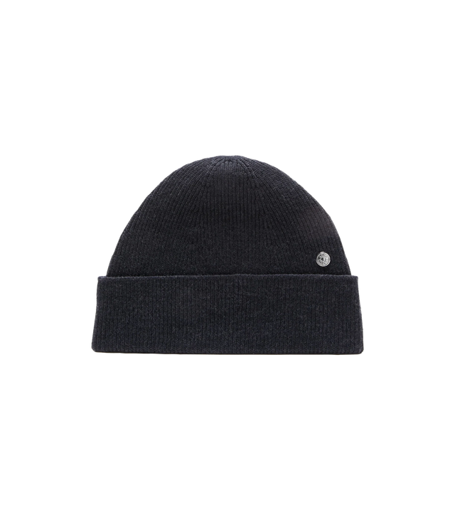 Rippstrick-Beanie aus Wolle mit Niete