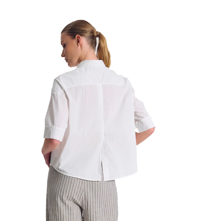 Oversize-Bluse aus Stretch-Popeline