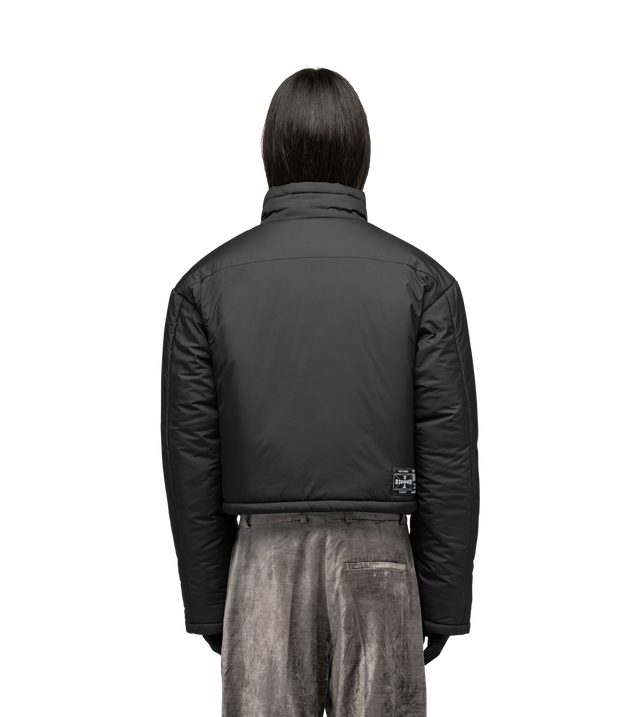 "Team" Tag Cropped Puffer Faded Black