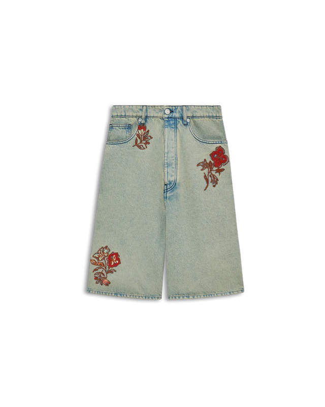 Jeans-Shorts „Dusty Brodé Fleurs“ mit Blumenstickerei