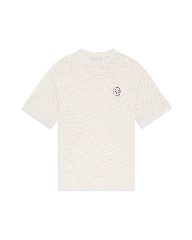 Lochstrick T-Shirt mit „D Miroir“-Detail