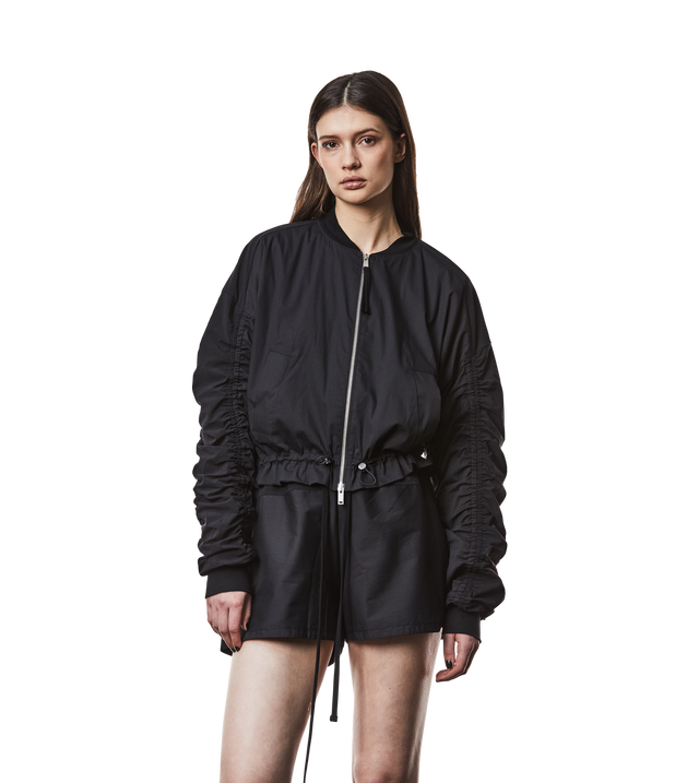Bomber jacket with ruffled details