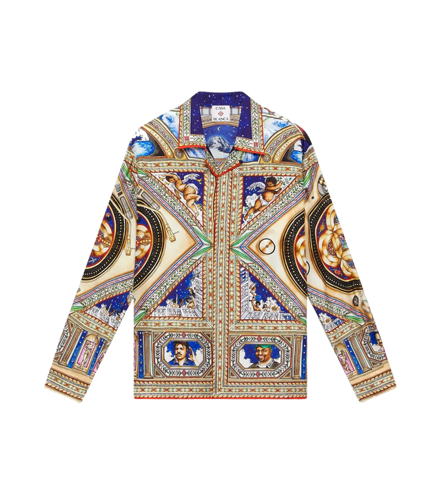 Langärmeliges Seidenhemd mit Plafond Orne De Musique Allover-Print