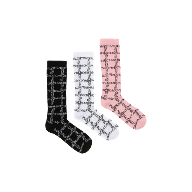 3er-Pack Socken Schwarz/Weiß/Pink