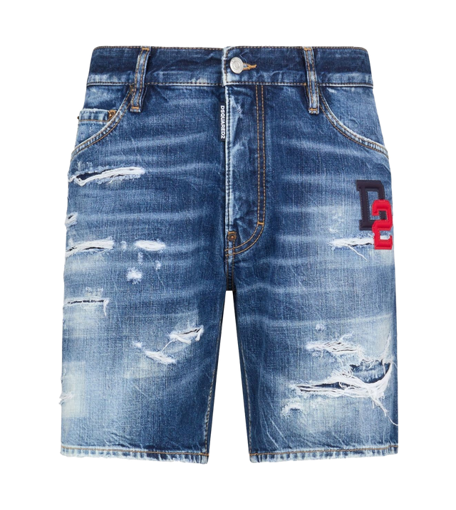 Jeans-Shorts im Disstressed-Look mit Logo