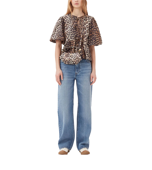 Bluse aus Bio-Baumwolle mit Leo-Print