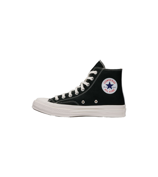Black converse with red heart sales