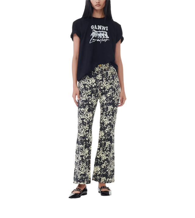 Bootcutjeans mit Blumen-Print