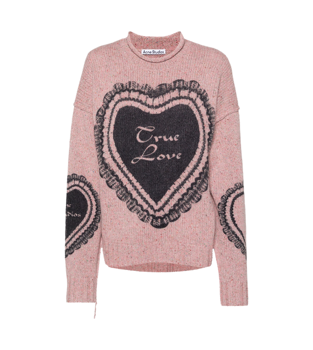 Grob gestrickter Pullover mit Herz-Print