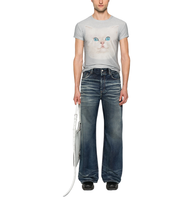 Straight-Leg-Jeans mit Tragefalten