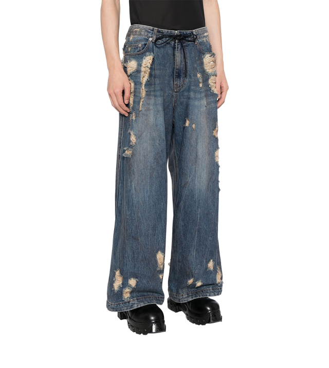 Oil-Washed Wide-Leg-Jeans