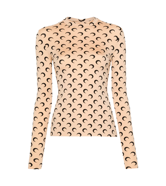Rollkragen-Langarmshirt mit Mond-Print