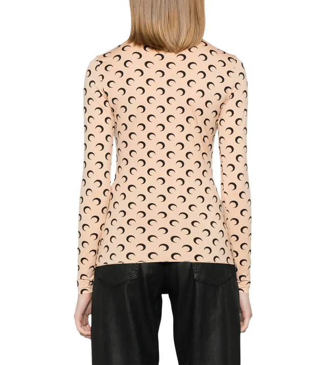 Rollkragen-Langarmshirt mit Mond-Print