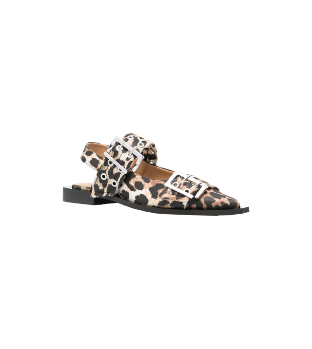 Satin-Ballerinas mit Leoparden-Print