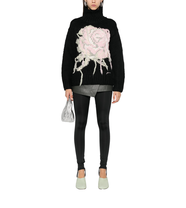 Pullover mit Rosen-Intarsie