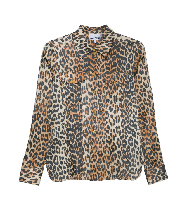 Satin shirt with leopard print 