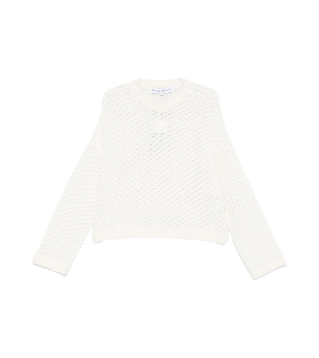 Cropped sweater with eyelet embroidery 