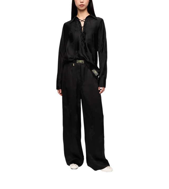Hose mit Blumenjacquard