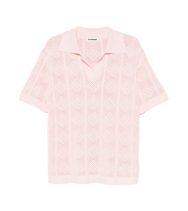 Polo-Shirt mit Lochstrickmuster