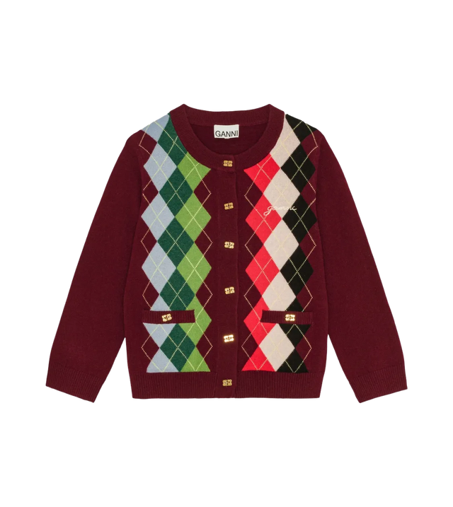 Cardigan mit Argyle-Muster