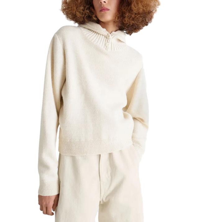 Gerippter Strickpullover mit Knöpfen