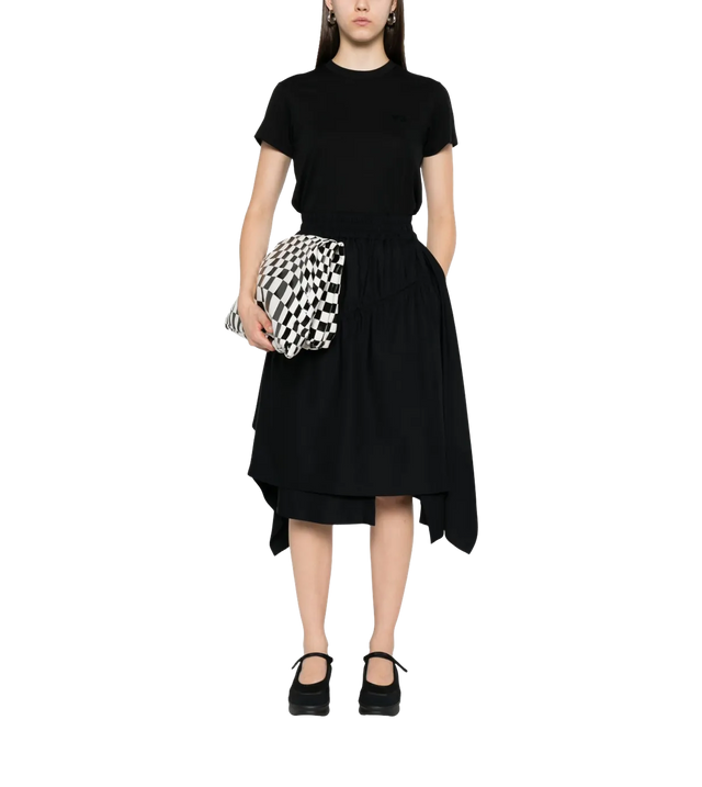 Asymmetrischer Twill-Midirock