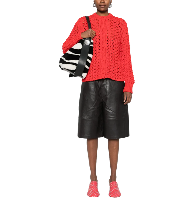 Cardigan mit Lochstrickmuster