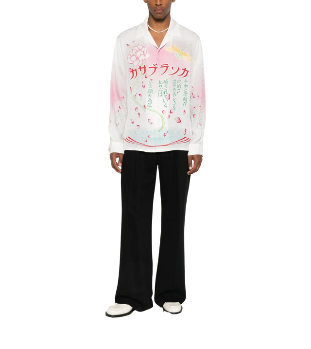 Cuban-Hemd mit Lotus-Print