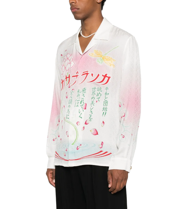Cuban-Hemd mit Lotus-Print