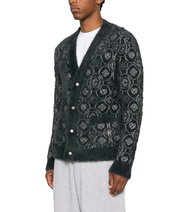 Cardigan mit Monogramm-Muster