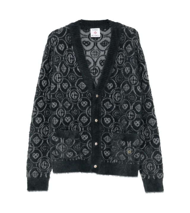 Cardigan mit Monogramm-Muster