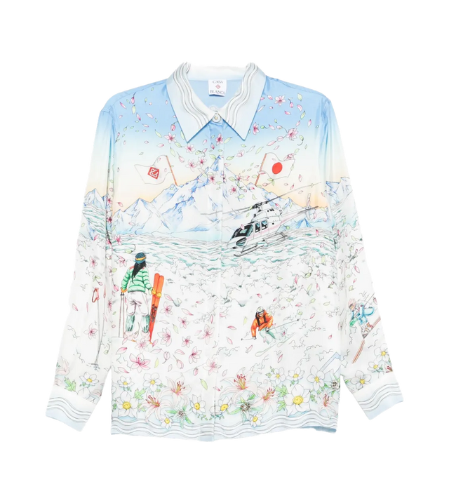Skiszenen-Hemd mit Blumen-Print