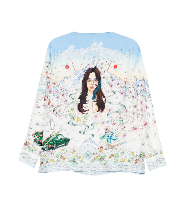 Skiszenen-Hemd mit Blumen-Print