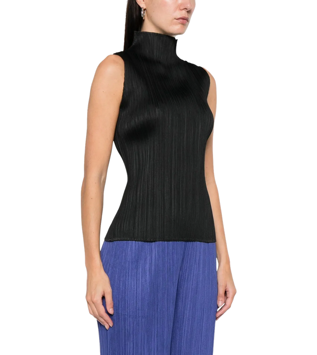 Plissiertes Top mit Stehkragen