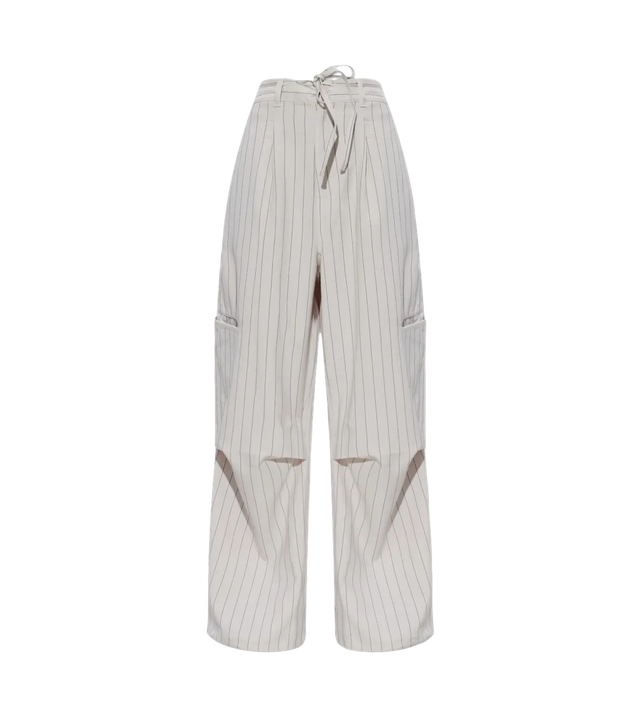 Pinstripe Straight-Leg Hose mit Cut-Outs