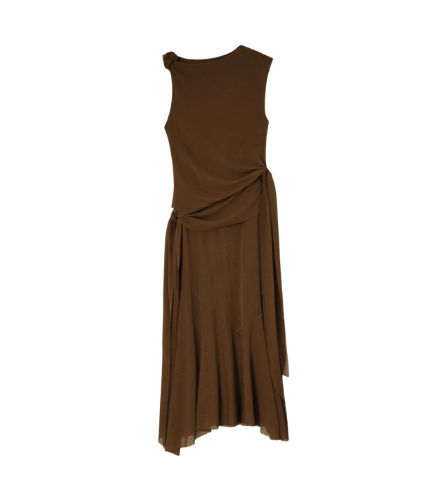 Maxi-Kleid aus Netzstoff mit Knotendetails