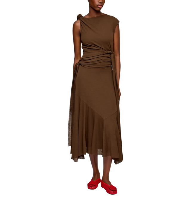 Maxi-Kleid aus Netzstoff mit Knotendetails