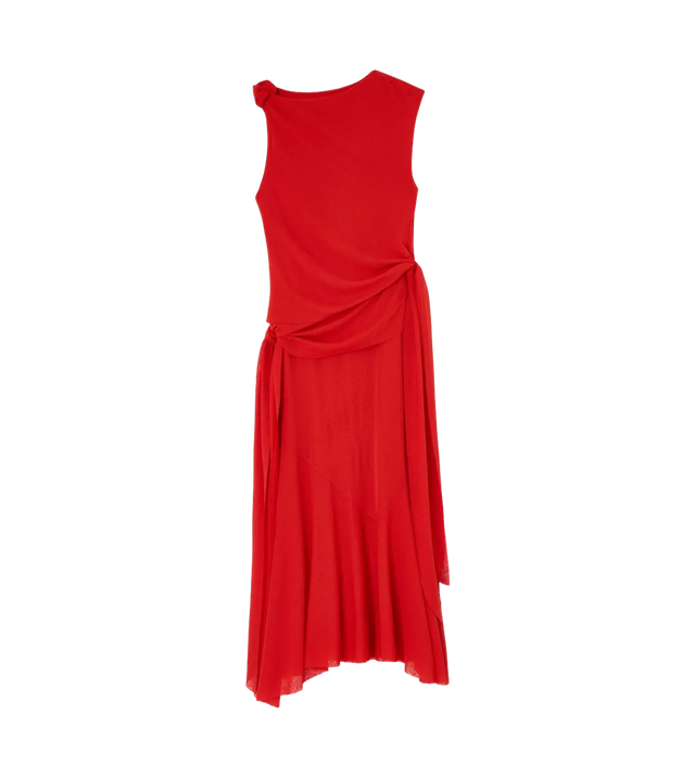 Maxi-Kleid aus Netzstoff mit Knotendetails