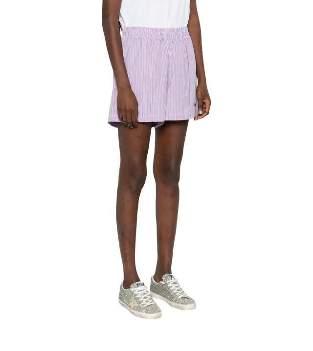 Gestreifte Summer Shorts mit Bienenstickerei
