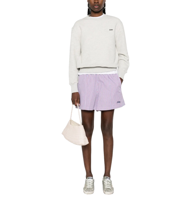 Gestreifte Summer Shorts mit Bienenstickerei