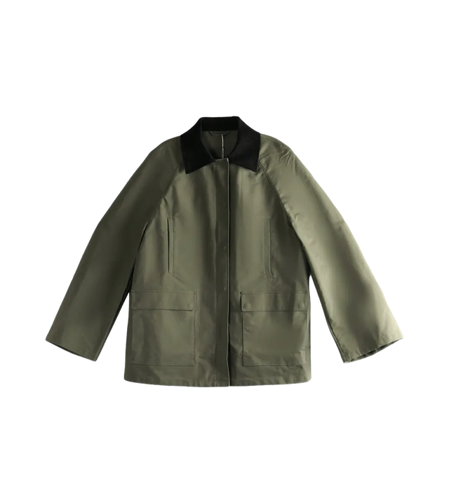 Grüne Summer Country Jacke mit Cordkragen und Klappentaschen