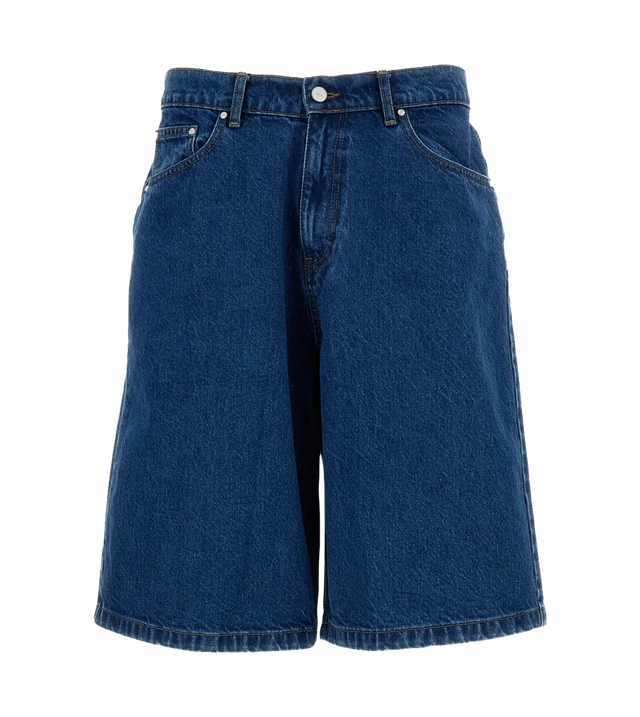 Jeans-Shorts mit runder Tasche