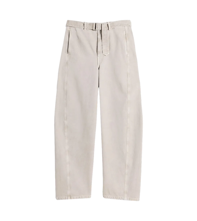 Twisted Hose aus schwerem Twill in Beige mit Gürtel