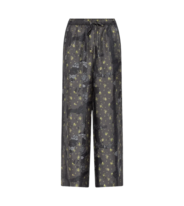 Graue Hose mit Floral-Print aus Bio-Seide