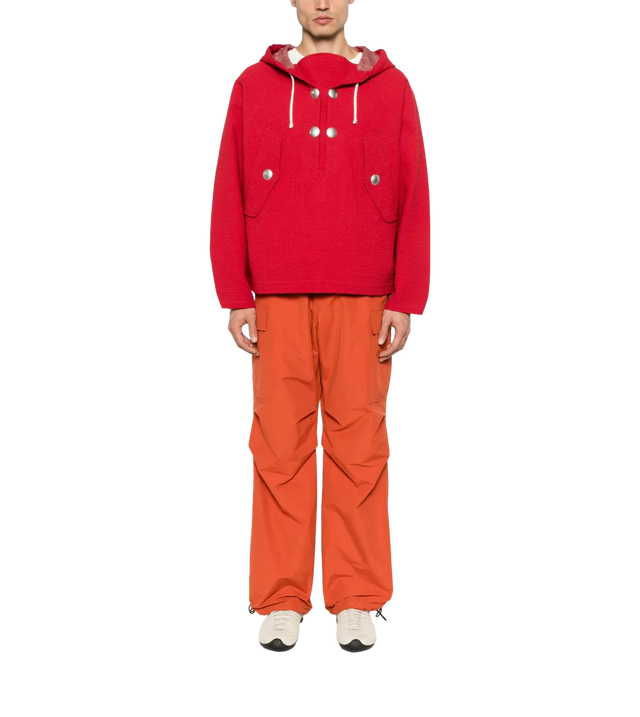 Roter Hoodie mit aufgesetzten Fronttaschen