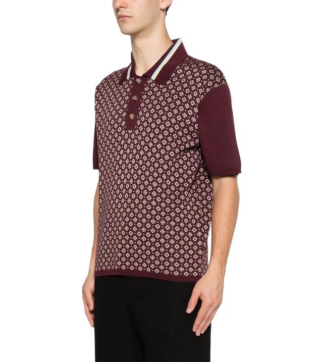 Jacquard Strick-Poloshirt mit Krawatten-Detail