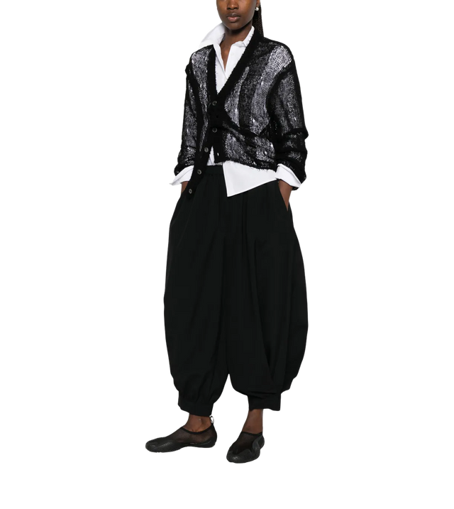 Plissierte Trousers mit gerüschten Beinabschlüssen
