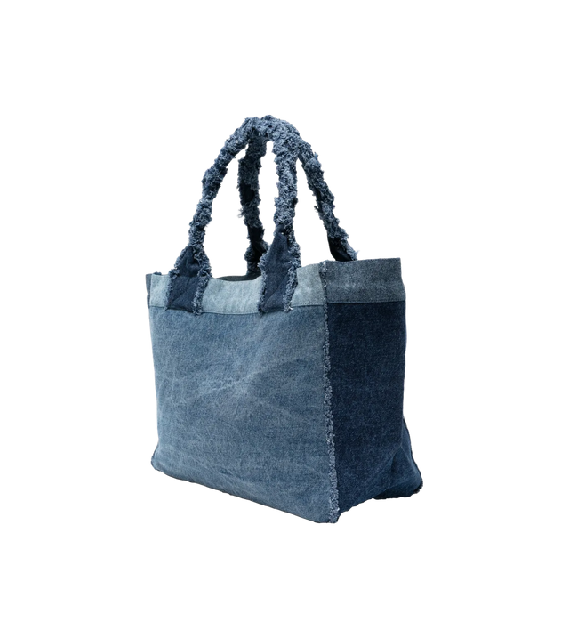 Patchwork Frayed Tote Bag aus Denim
