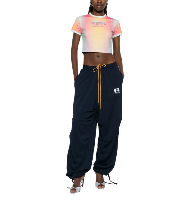 Cropped T-Shirt mit All-Over-Gradient und Logo-Print