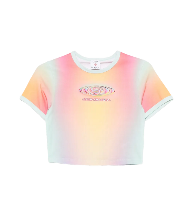 Cropped T-Shirt mit All-Over-Gradient und Logo-Print